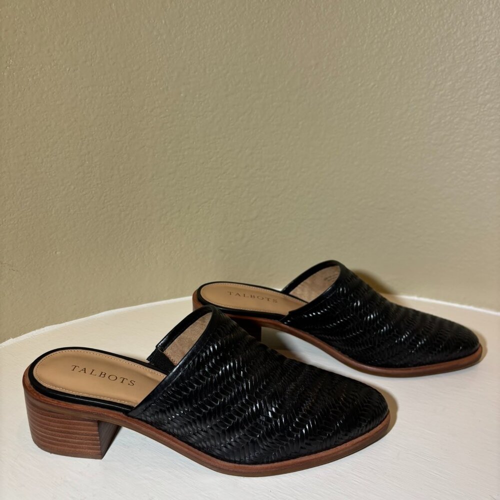 💜Talbots Woven Black Genuine Leather Slip-On Shoes Size 9.5 - Picture 8 of 9